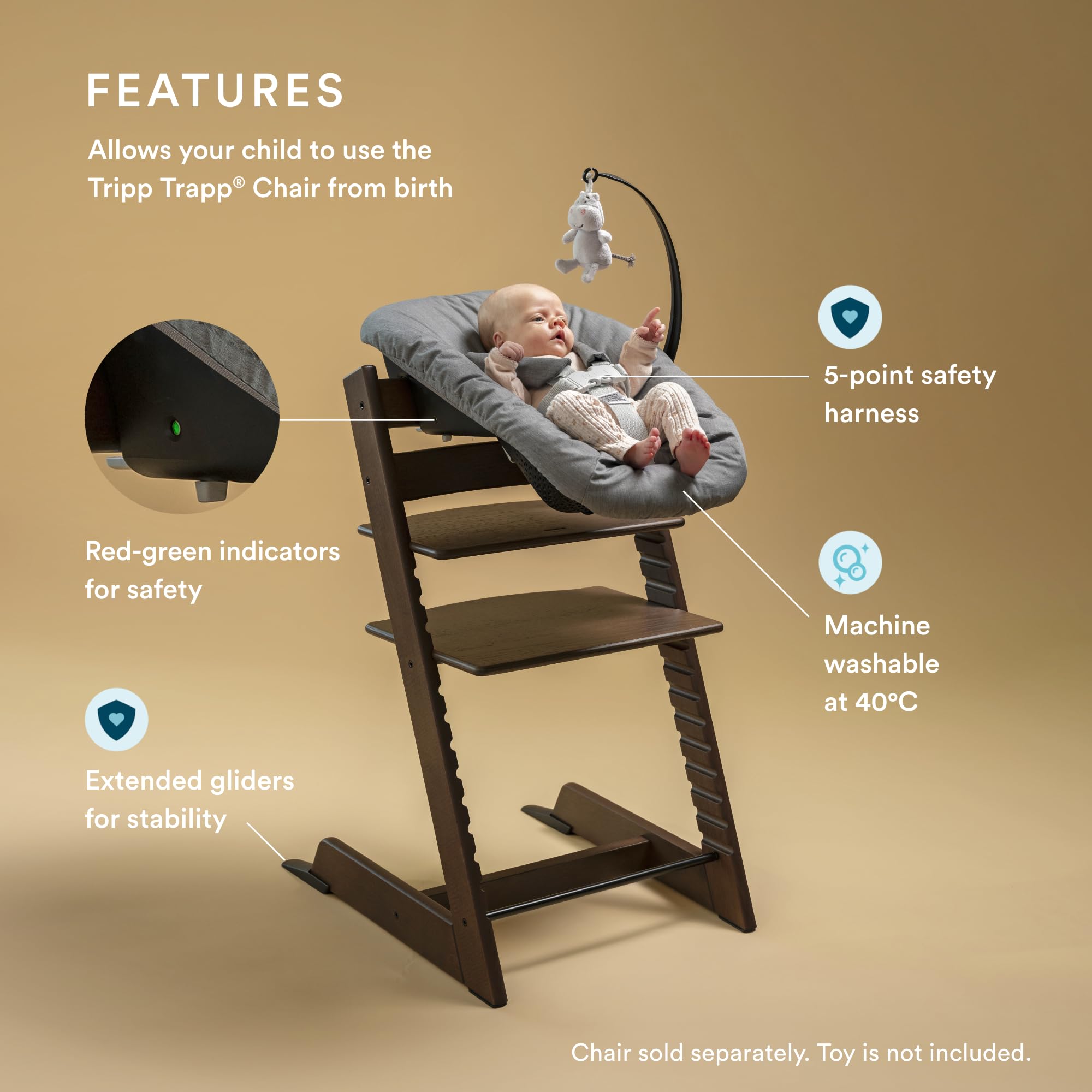 Tripp Trapp Newborn Set, Anthracite - Convert the Tripp Trapp